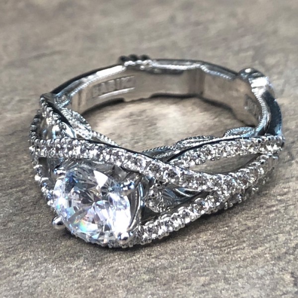 14K White Gold Twisting Vintage Engagement Ring